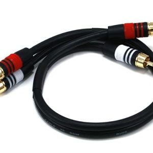 Monoprice 1.5ft Premium 2 RCA Plug/2 RCA Plug M/M 22AWG Cable - Black