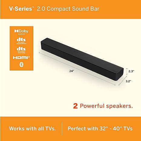 VIZIO V-Series 2.0 Compact Sound Bar with Dolby Audio, DTS:X, Bluetooth V20x-J8 - Image 4