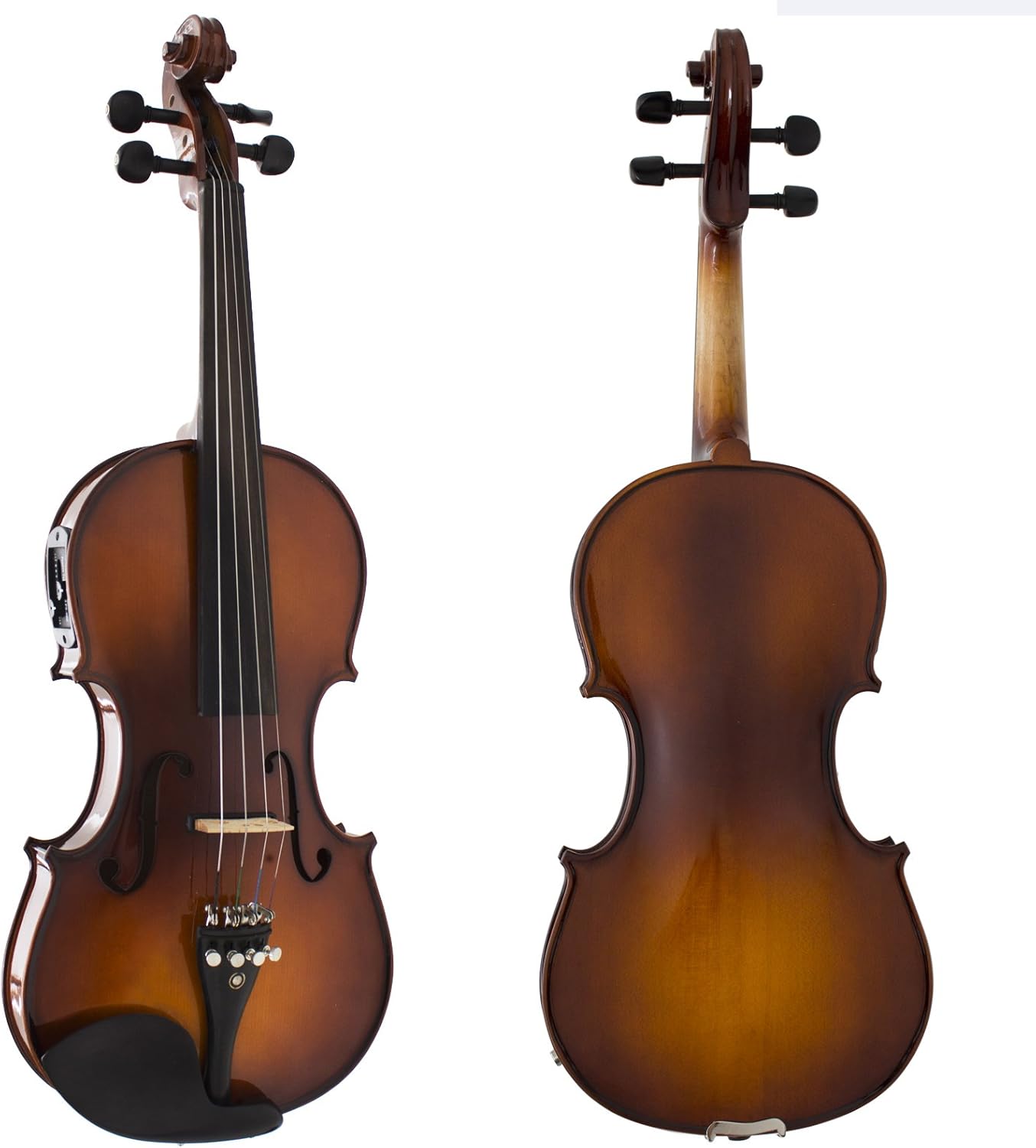 Cecilio 4/4 CVNAE-330 Ebony Fitted Acoustic/Electric Violin in Antique Varnish (Full Size) - Image 2