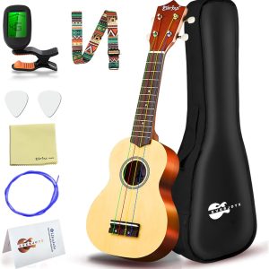 Soprano Ukulele Beginner Pack-21 Inch w/Rainbow String Free Online Lesson Gig Bag Fast Learn Songbook Digital Tuner Pick All in One Kit